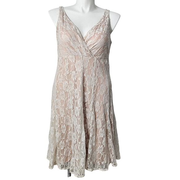 Glamour Dresses & Skirts - Glamour lace dress color beige plus size 16 W
